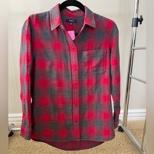 Madewell Button Down Shirt/Jacket in Red/Gray Plaid XS - EUC (123)